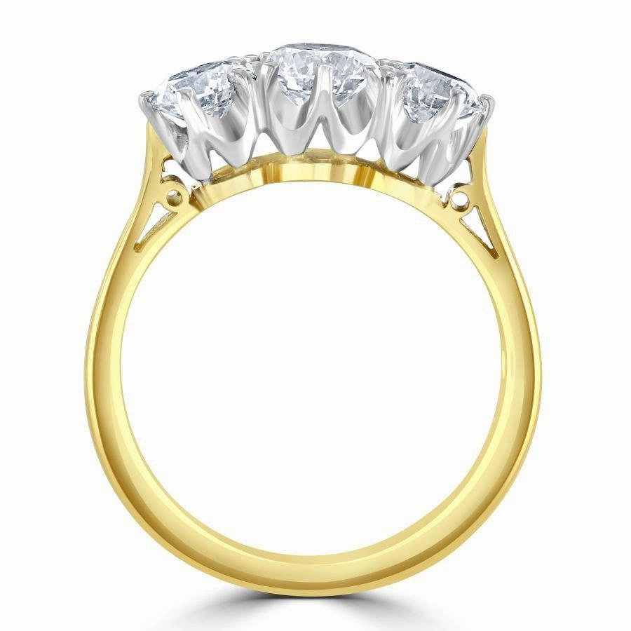 18ct Yellow Gold Round Brilliant Cut Diamond Trilogy Ring