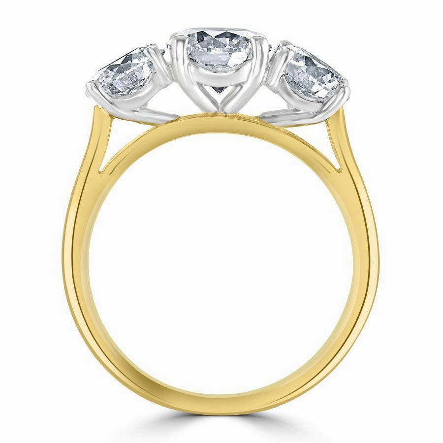 18ct Yellow Gold Round Brilliant Cut Diamond Trilogy Ring