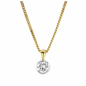18ct Yellow Gold Rubover Set 0.71ct Round Brilliant Cut Diamond Pendant