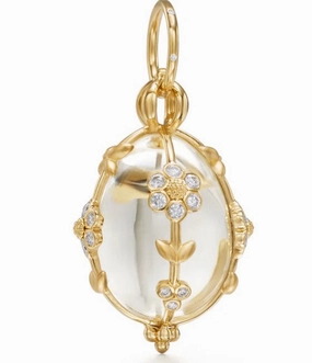 18K Medium Diamond Fiori Rock Crystal Amulet