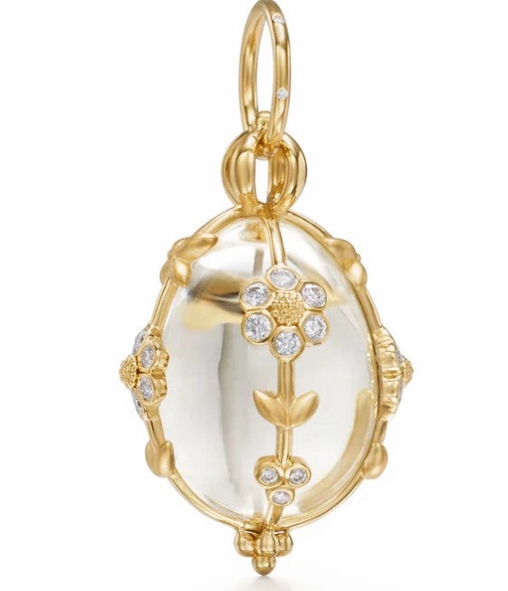 18K Medium Diamond Fiori Rock Crystal Amulet