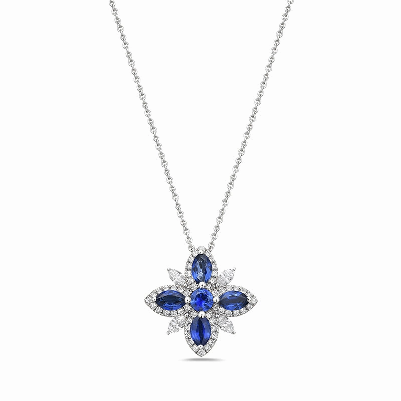 18k White Gold Sapphire Pendant