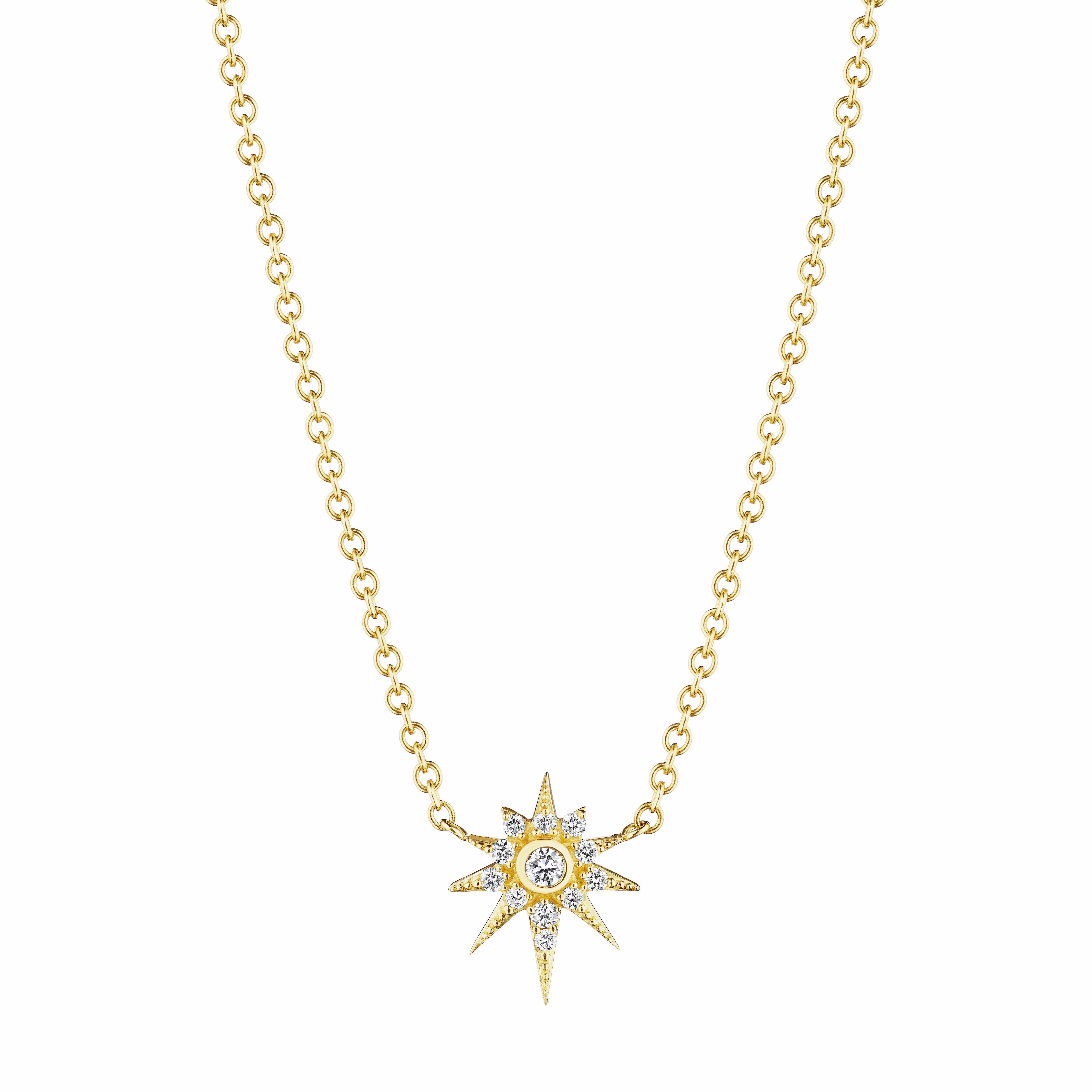 18k Yellow Gold Diamond Star Pendant