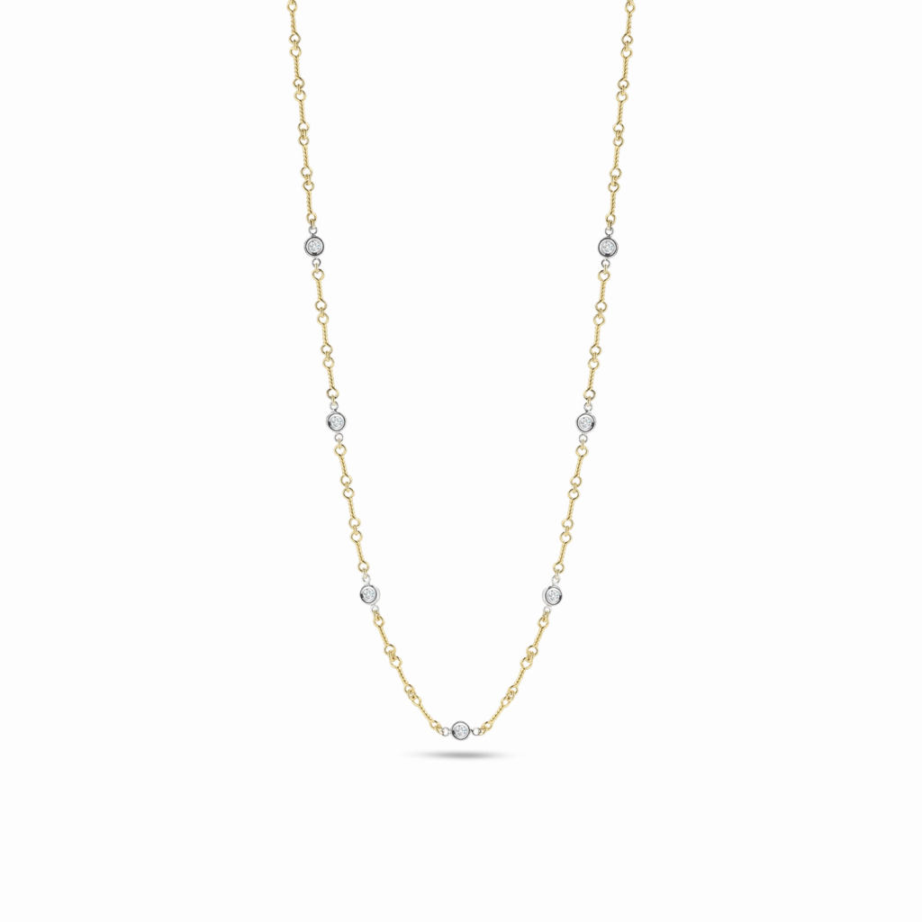 18k Yellow Gold Diamonds by the Inch Dogbone Necklace