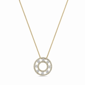 18k Yellow Gold Floating Diamond Pendant