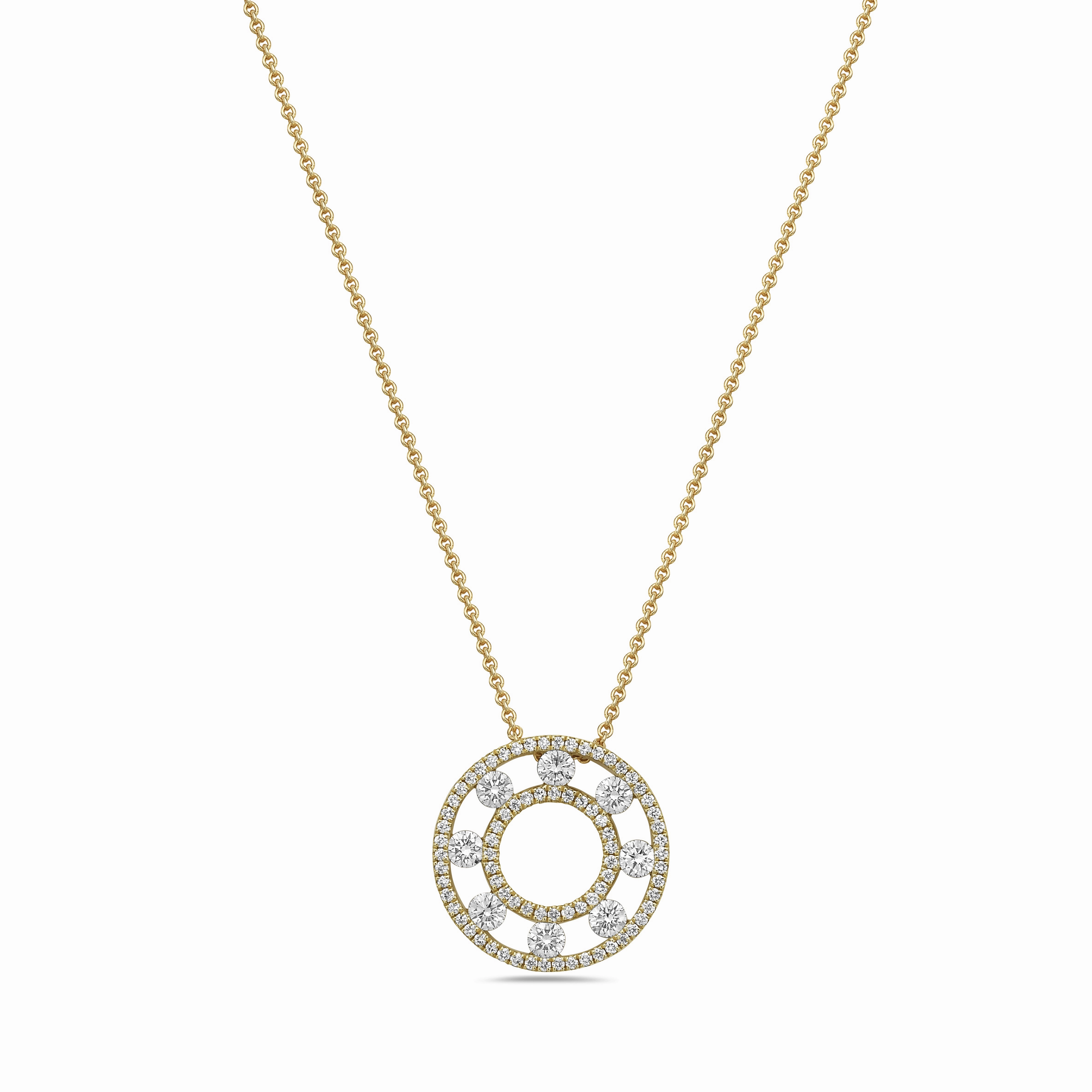 18k Yellow Gold Floating Diamond Pendant