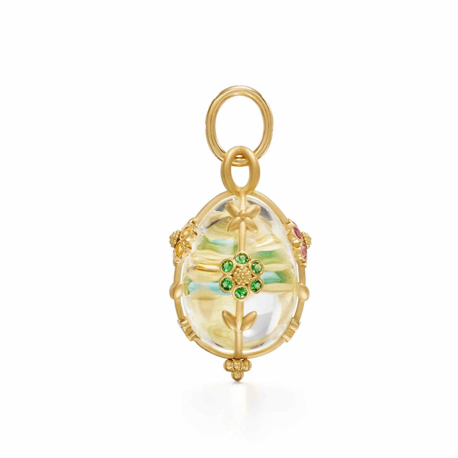 18k Yellow Gold Medium Fiori Rock Crystal Amulet