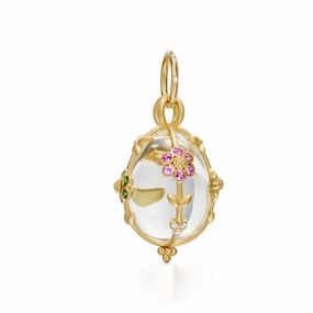 18k Yellow Gold Medium Fiori Rock Crystal Amulet
