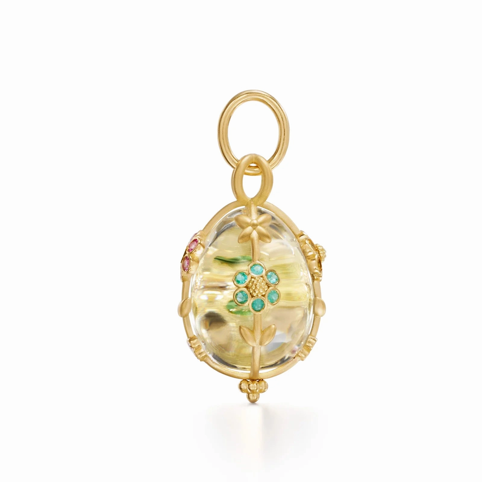 18k Yellow Gold Medium Fiori Rock Crystal Amulet