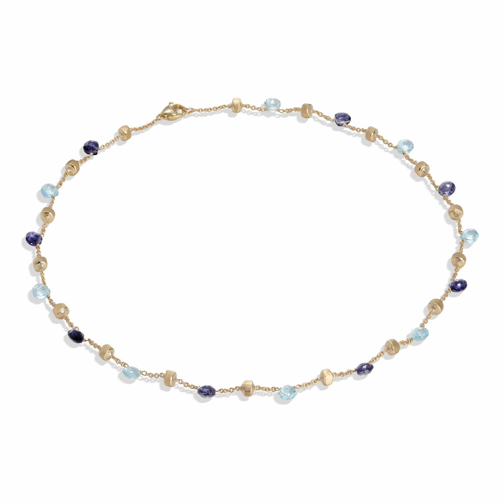 18K Yellow Gold Single-Strand Topaz & Iolite Necklace