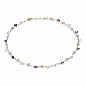 18K Yellow Gold Single-Strand Topaz & Iolite Necklace