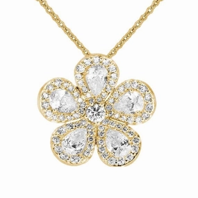 18k Yellow Gold Small Diamond Flower Pendant