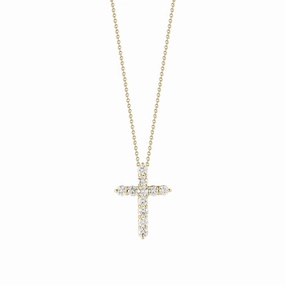 18K Yellow Gold Tiny Treasures Diamond Cross Necklace