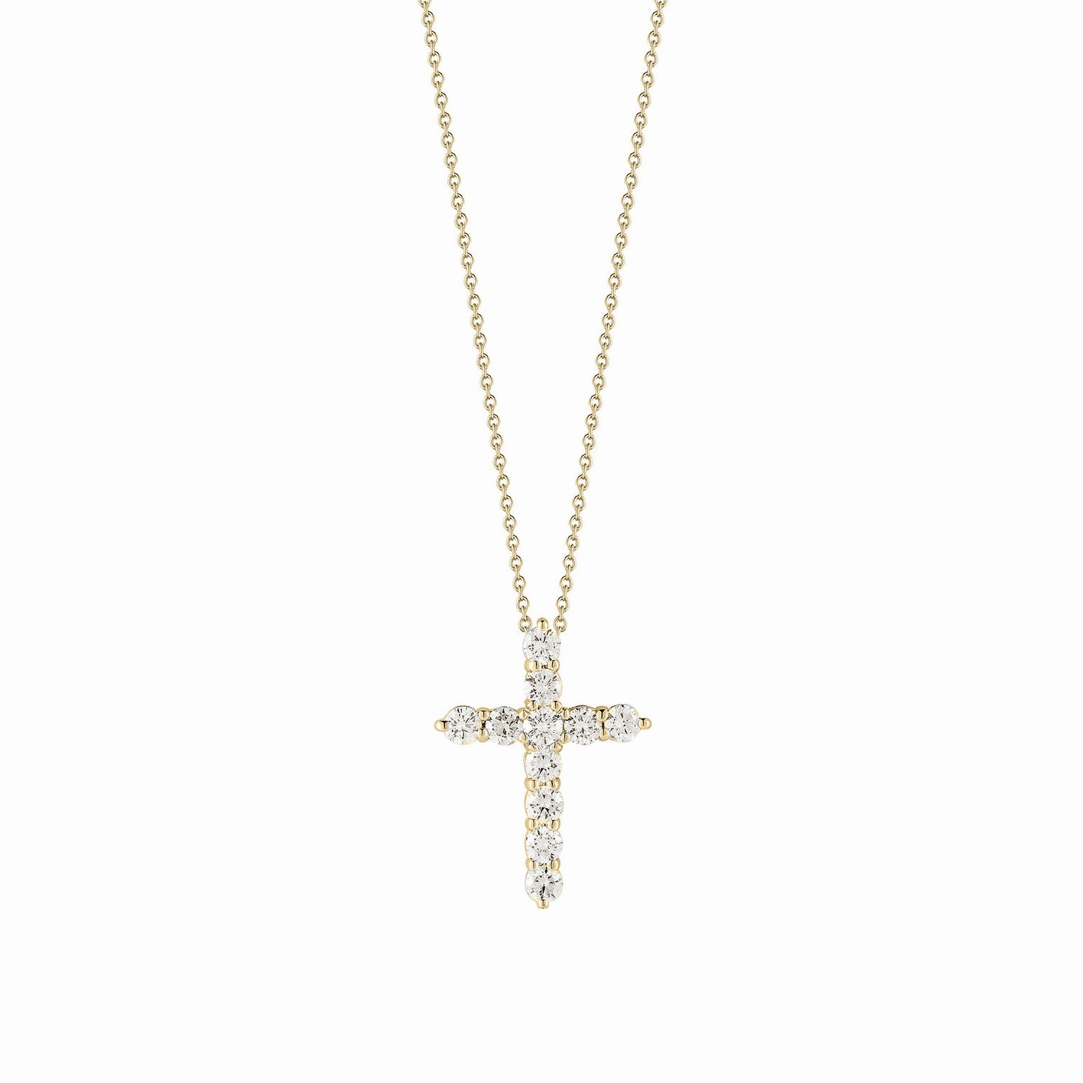 18K Yellow Gold Tiny Treasures Diamond Cross Necklace