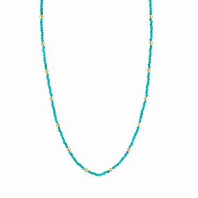 18k Yellow Gold Turquoise Beaded Chain Necklace