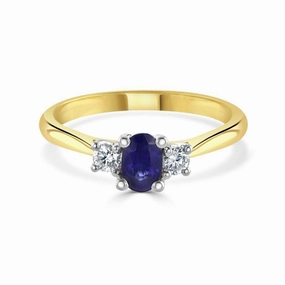 18yw ovl Sapp & 2 BC Diam clw ring