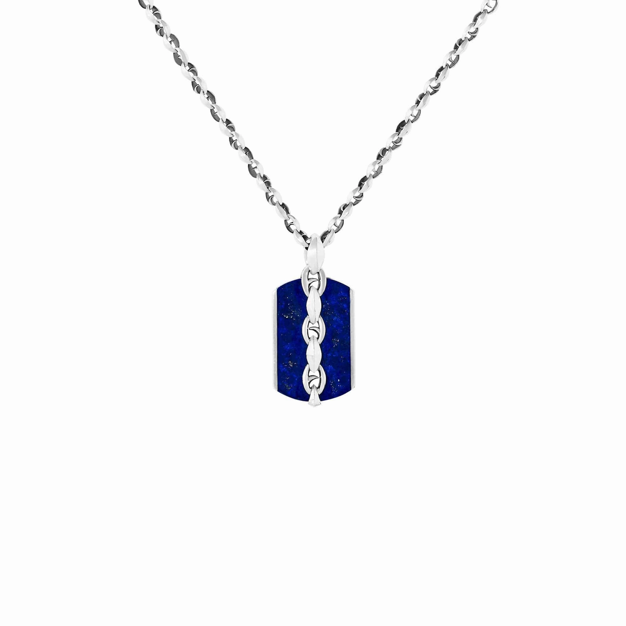 19" Lapis Inlay Large Thorn Razer Tag Necklace
