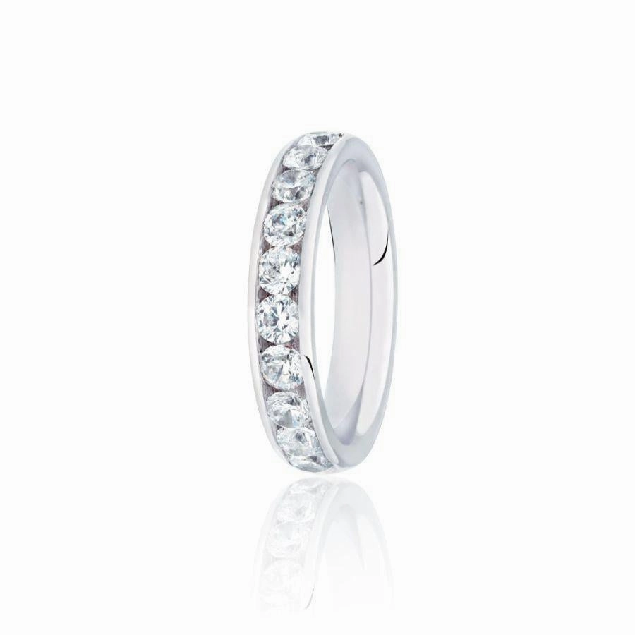 1.00ct Channel Set Round Brilliant Cut Diamond Platinum Half Eternity Ring