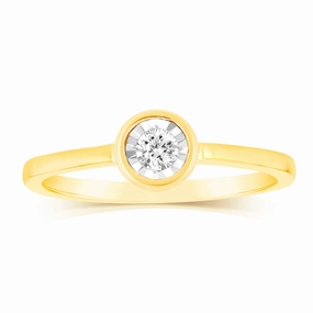 1/10 Carat Diamond Engagement Ring in 9ct Yellow Gold