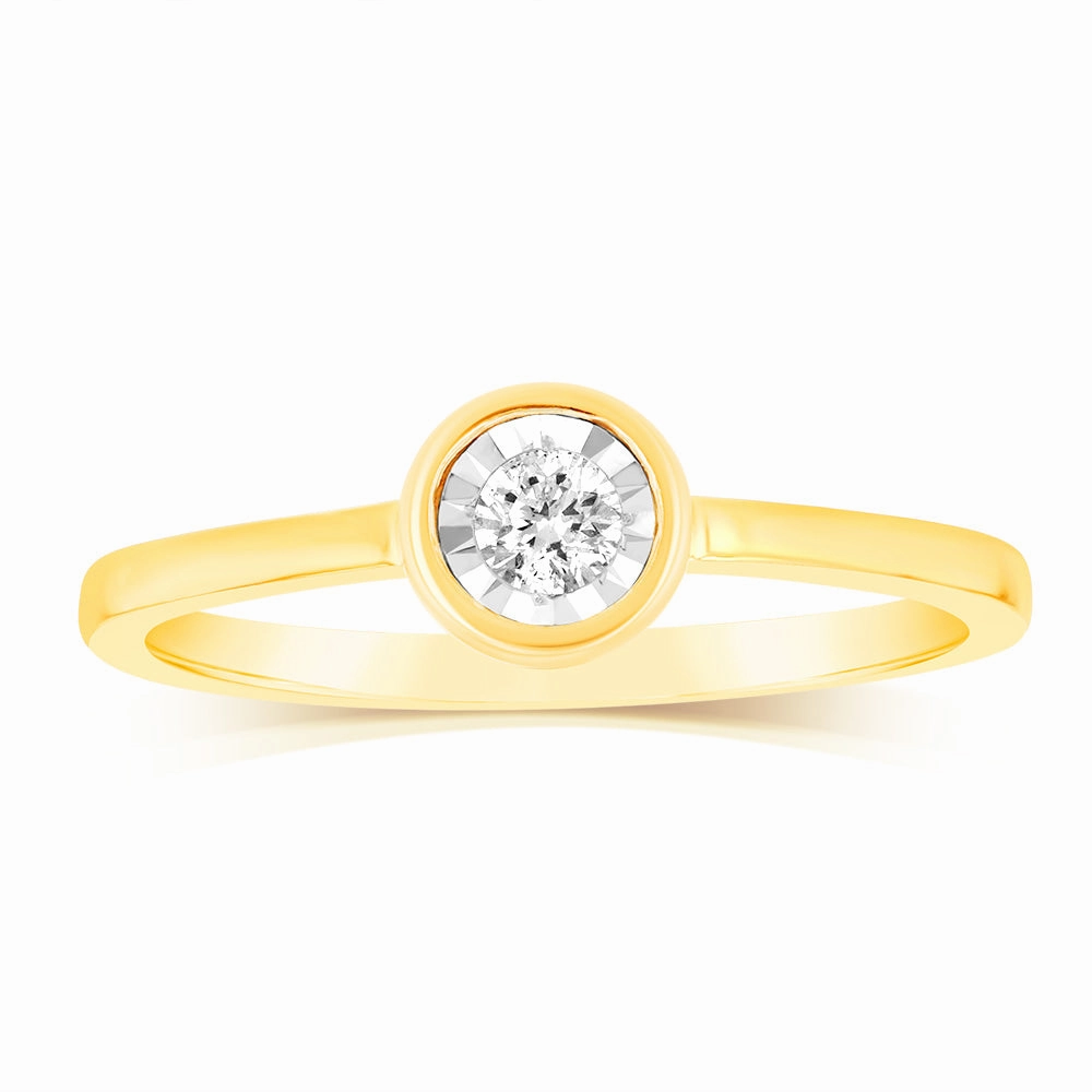 1/10 Carat Diamond Engagement Ring in 9ct Yellow Gold