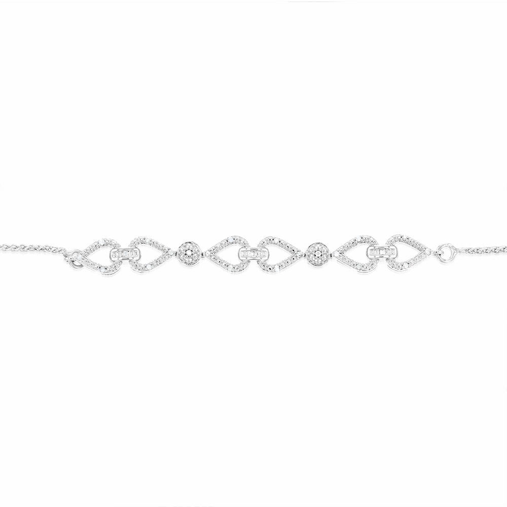 1/10 Carat Diamond Fancy Bracelet in Sterling Silver