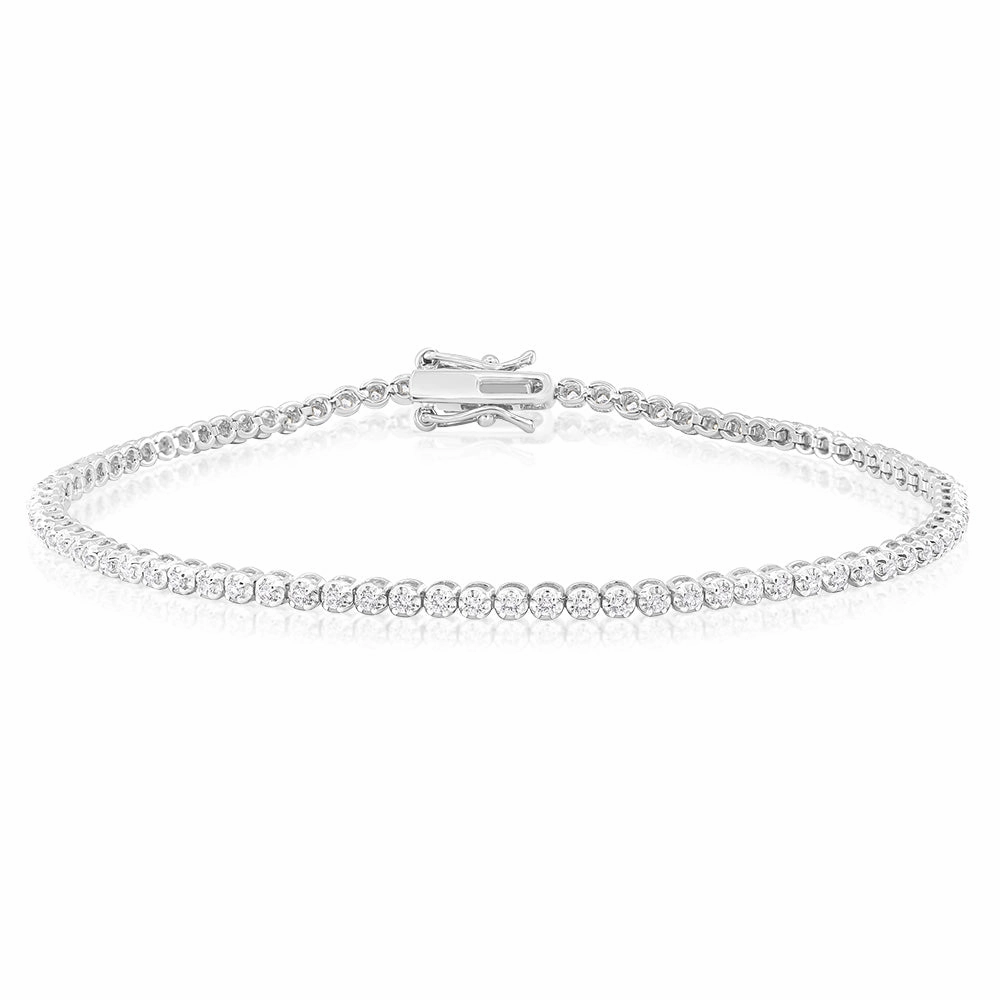 1/2 Carat Diamond Tennis Bracelet  cm in 9ct White Gold