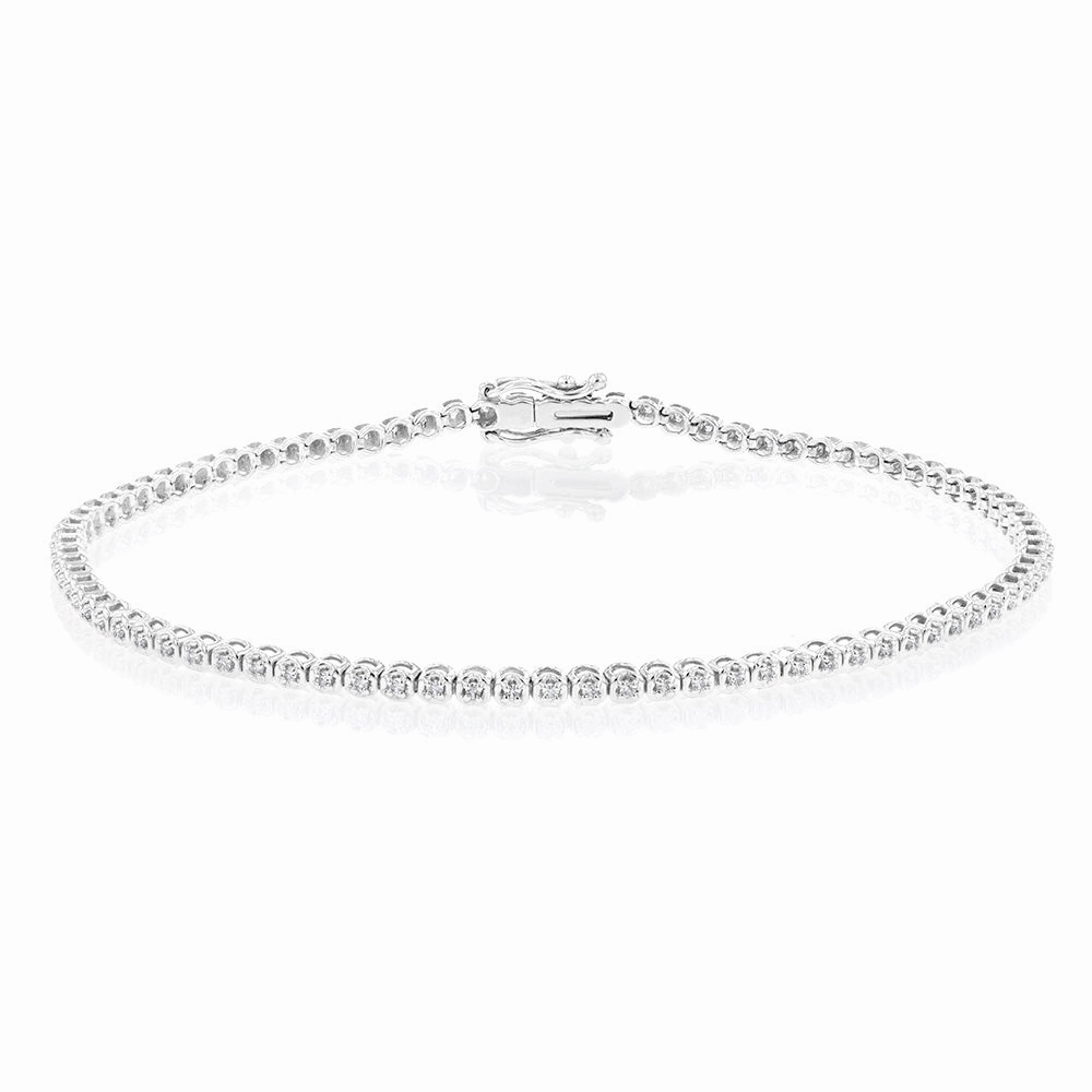 1/4 Carat Luminesce Lab Grown Diamond Silver Tennis Bracelet Length 17.5cm