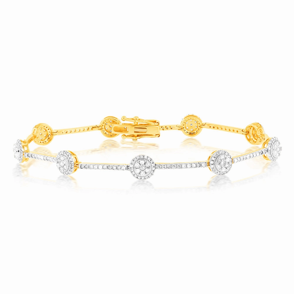 1.5 Carat Diamond Bracelet in 9ct Yellow Gold