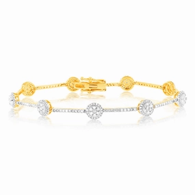 1.5 Carat Diamond Bracelet in 9ct Yellow Gold