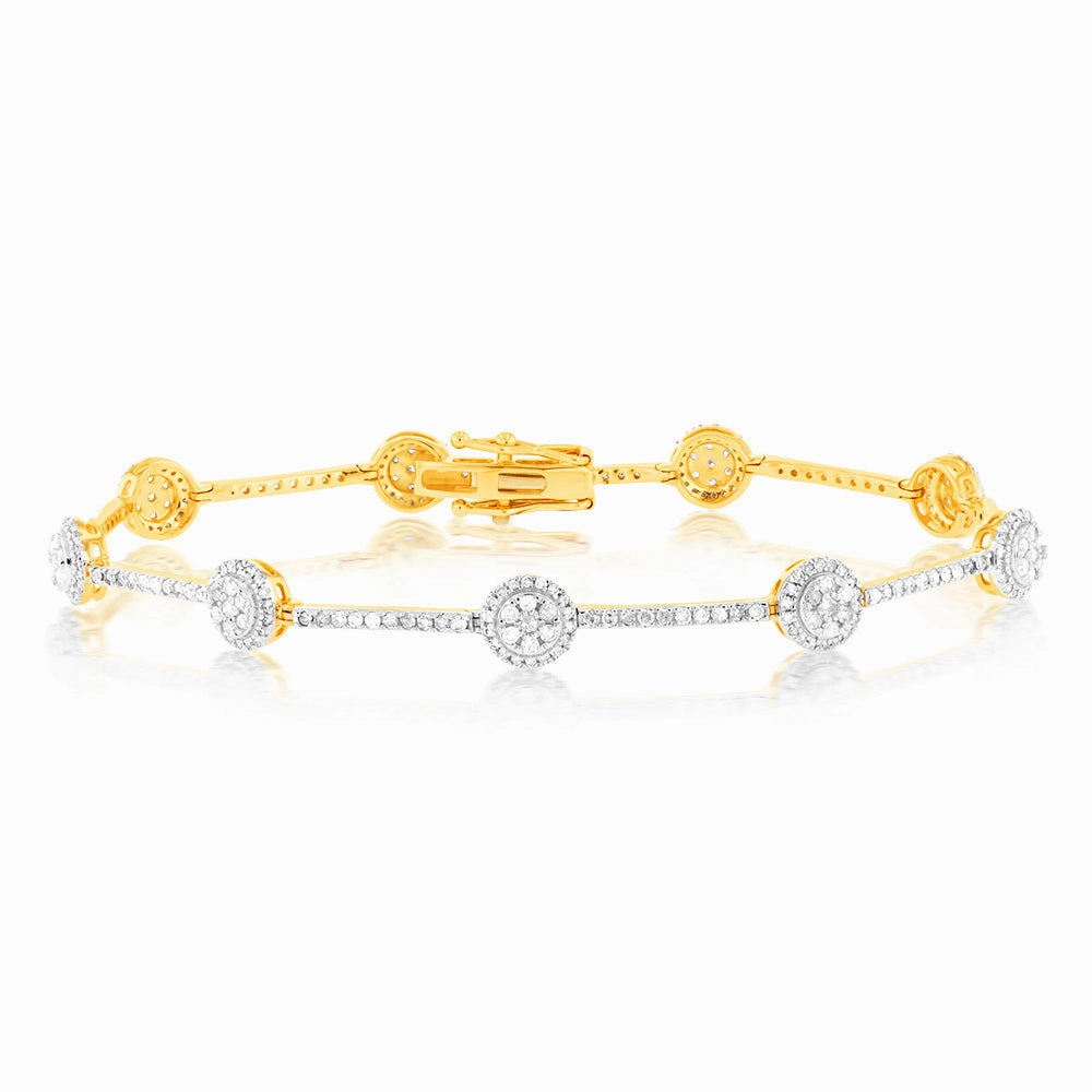 1.5 Carat Diamond Bracelet in 9ct Yellow Gold