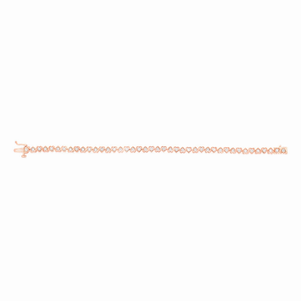 1/5 Carat Diamond Heart 18cm Bracelet in Rose Gold Plated Silver