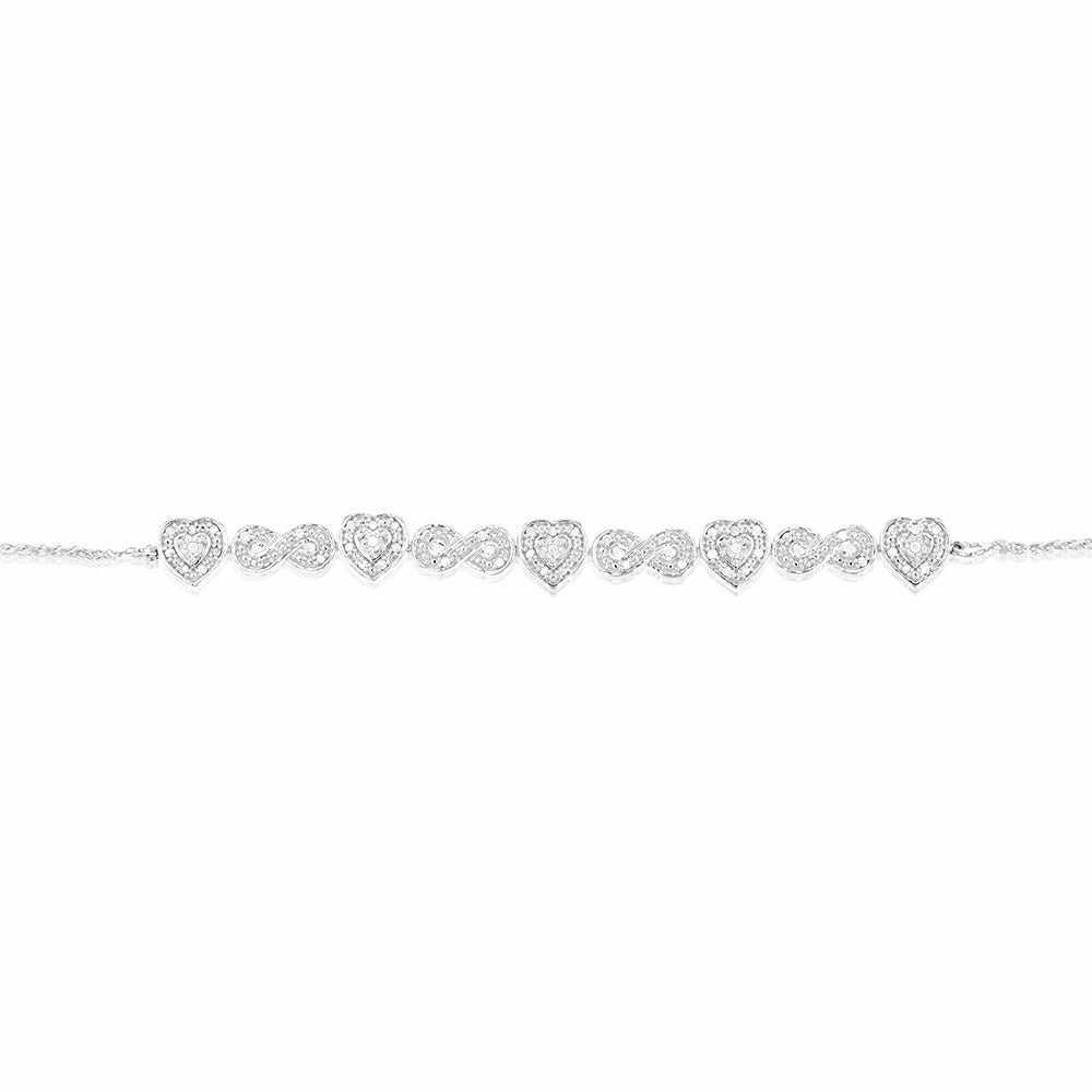 1/5 Carat Diamond Heart & Infinity fancy Bracelet in Sterling Silver