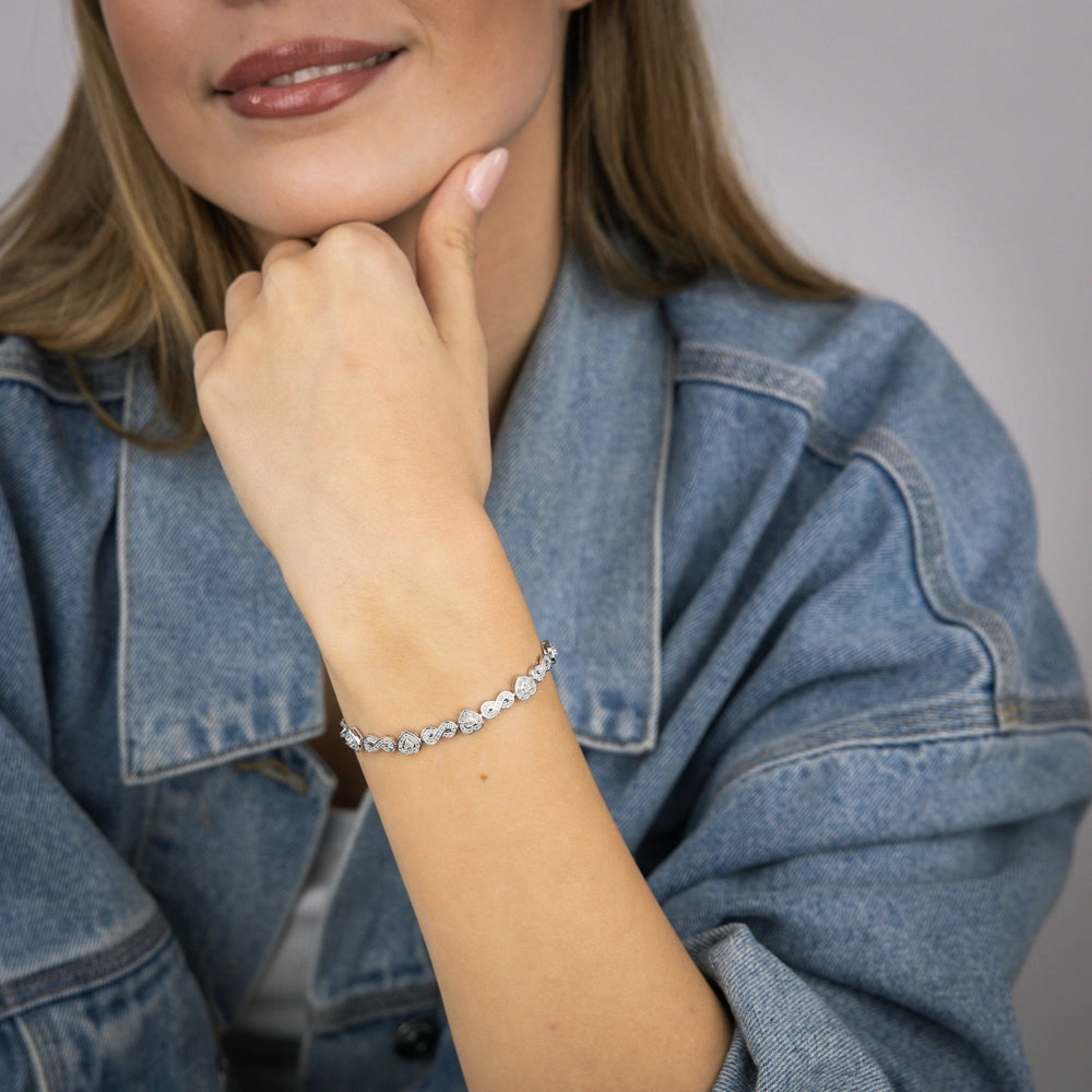 1/5 Carat Diamond Heart & Infinity fancy Bracelet in Sterling Silver