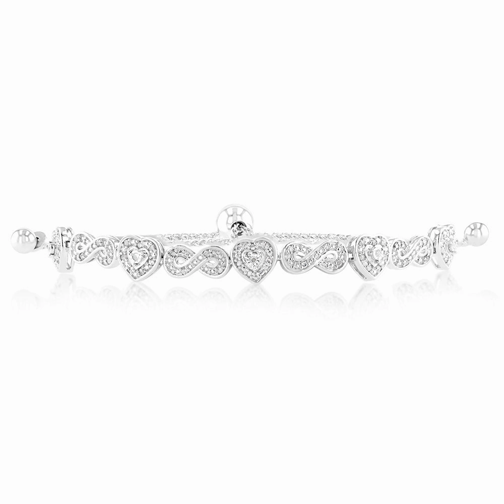1/5 Carat Diamond Heart & Infinity fancy Bracelet in Sterling Silver