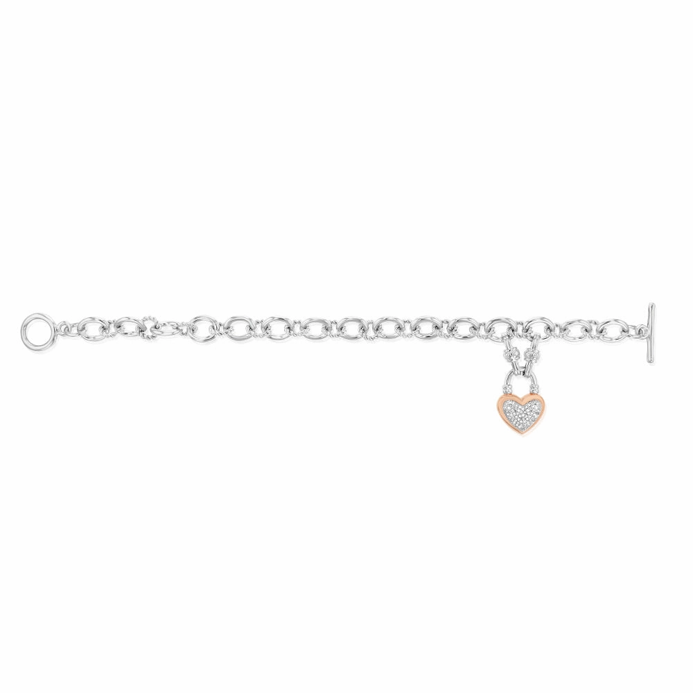 1/5 Carat Diamond Heart Bracelet in Gold Plated Sterling Silver