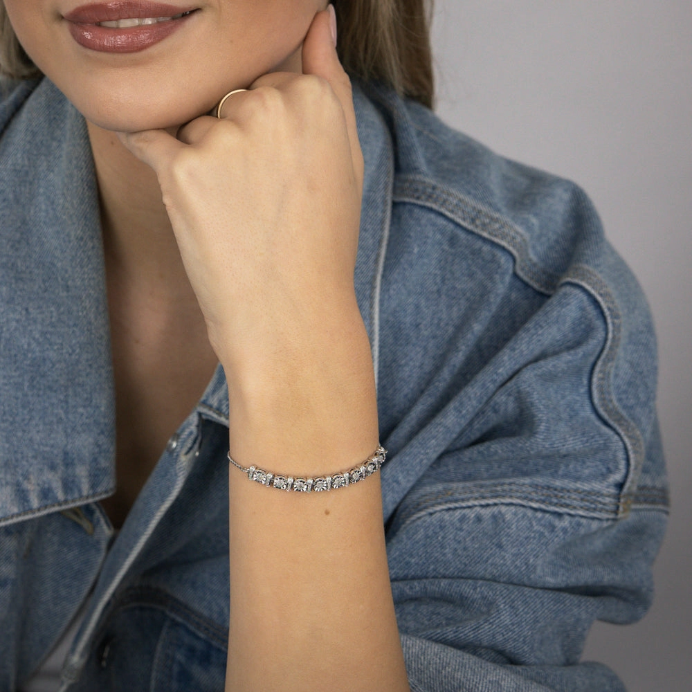 1/6 Carat Diamond Fancy Bracelet in Sterling Silver