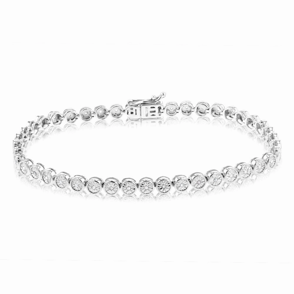 1/6 Carat Diamond Tennis Bracelet 18cm in Sterling Silver with 43 Diamonds