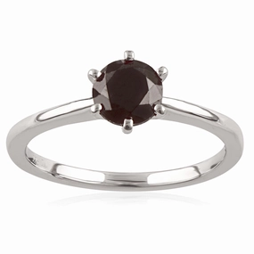 1 Carat Black Diamond Solitaire Ring set in Sterling Silver