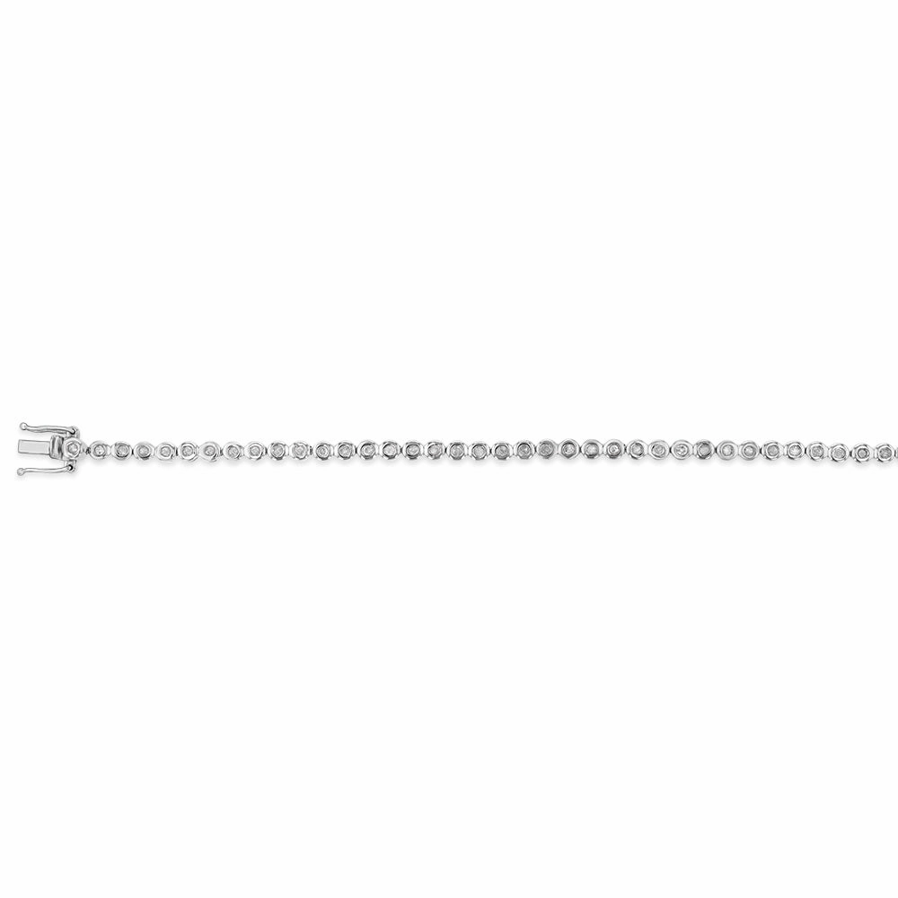 1 Carat Diamond Bezel Set Tennis Bracelet With 53 Diamonds 18cm in Sterling Silver