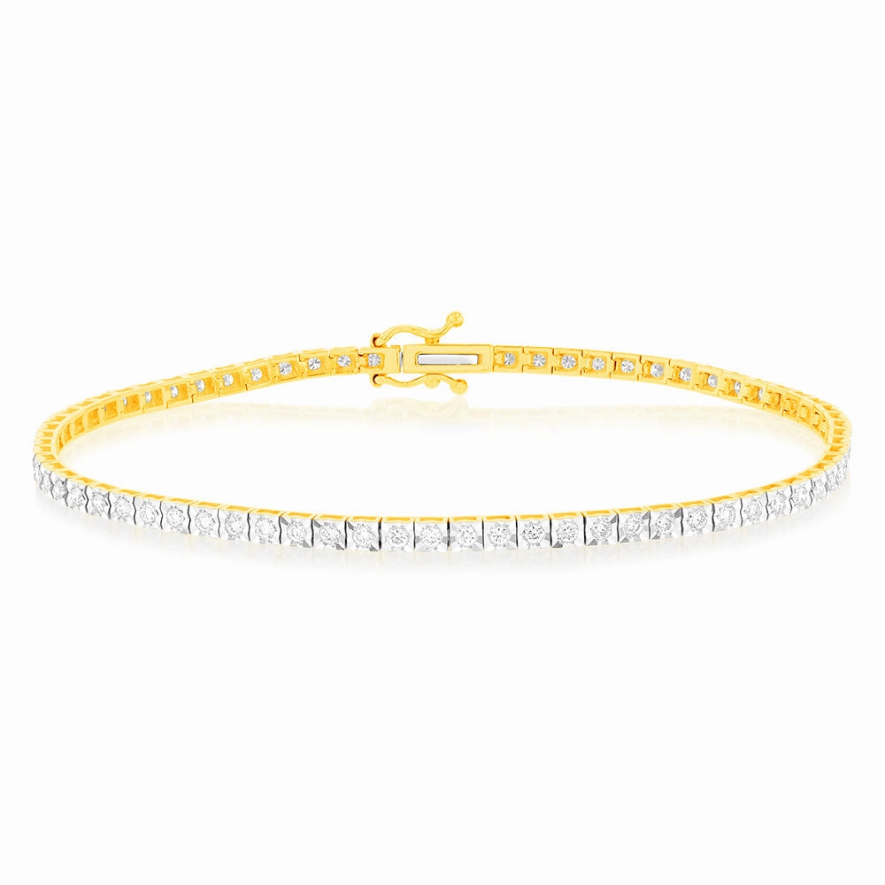 1 Carat Luminesce Lab Grown Diamond Tennis Bracelet in 9ct Yellow Gold