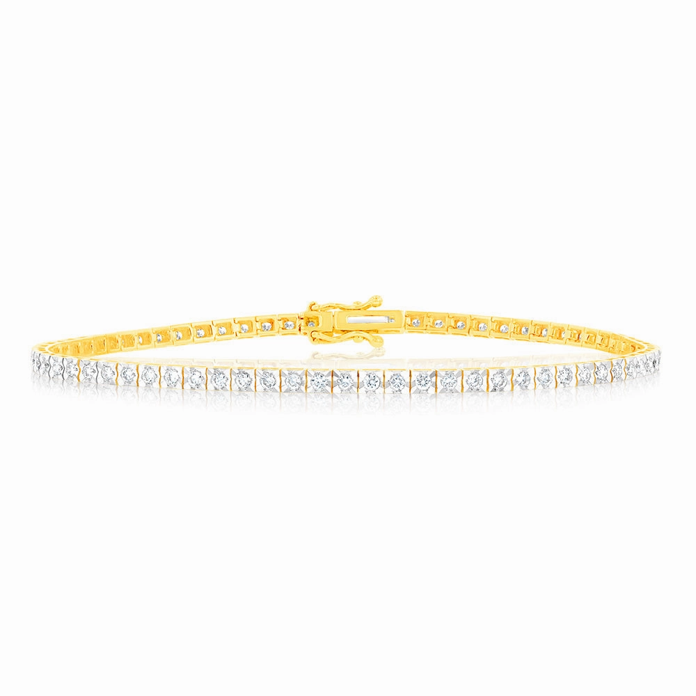 1 Carat Luminesce Lab Grown Diamond Tennis Bracelet in 9ct Yellow Gold
