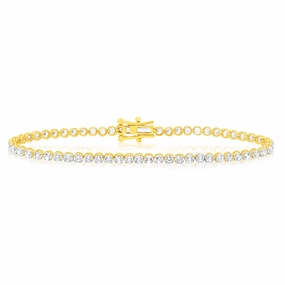 2 Carat 17cm Diamond Tennis Bracelet in 10ct Yellow Gold