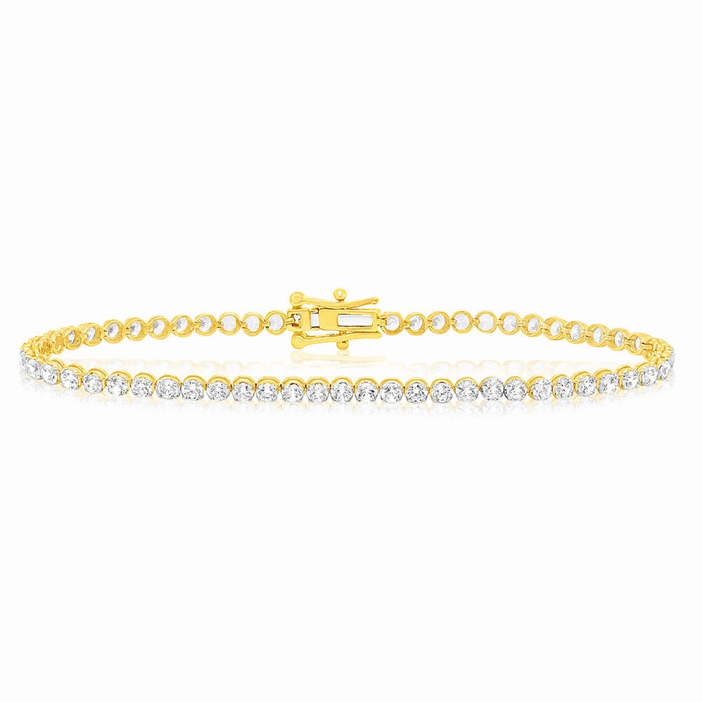 2 Carat 17cm Diamond Tennis Bracelet in 10ct Yellow Gold