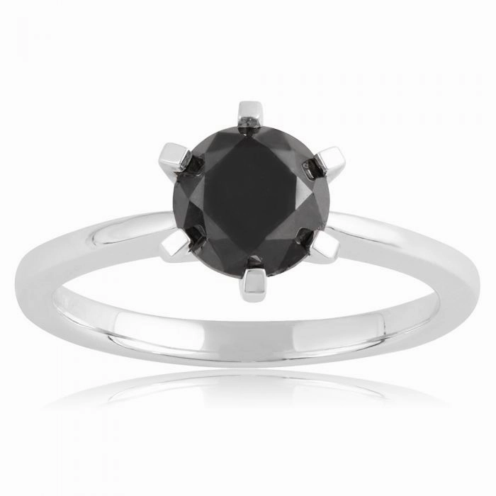 2 Carat Black Diamond Solitaire Ring in Sterling Silver