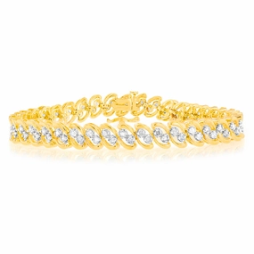 2 Carat Diamond Bracelet in Gold Plated Silver