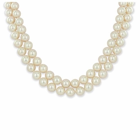 2-Row Akoya Cultured Pearl Necklace with 18ct White Gold Clasp