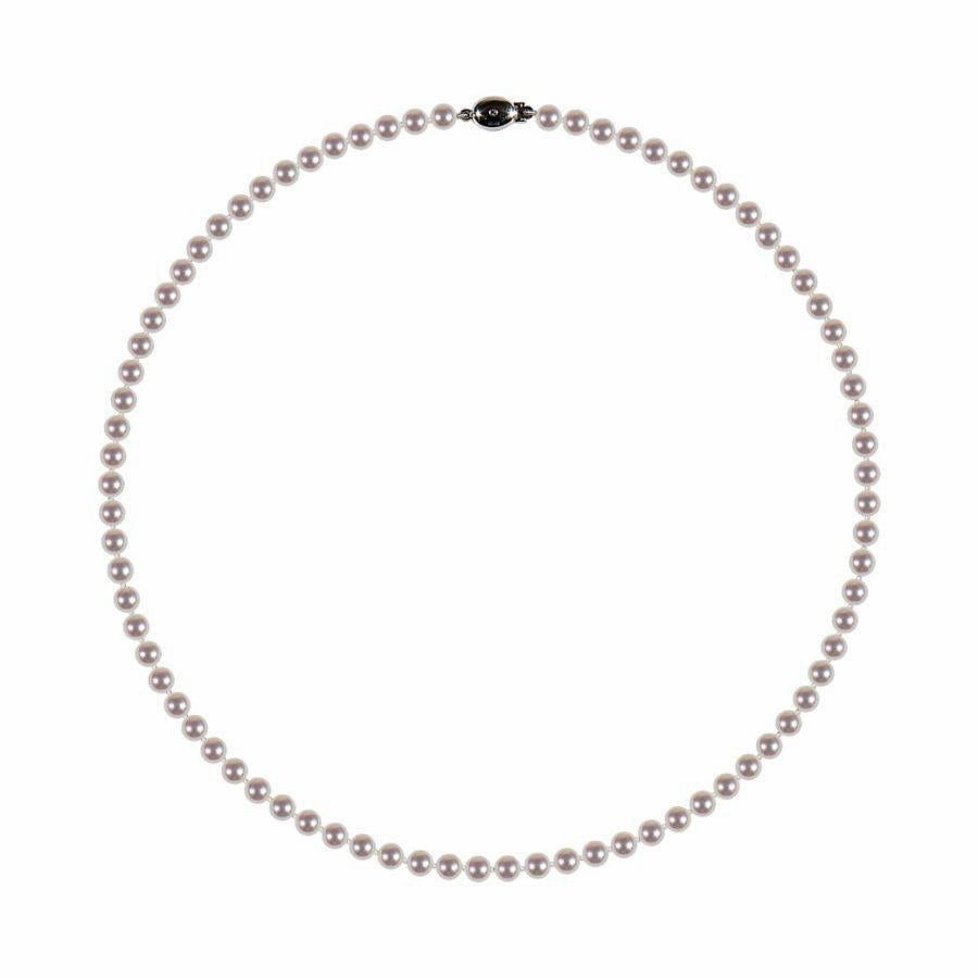 5.0-5.5mm Cultured Pearl Necklace with 18ct White Gold Diamond Set Clasp