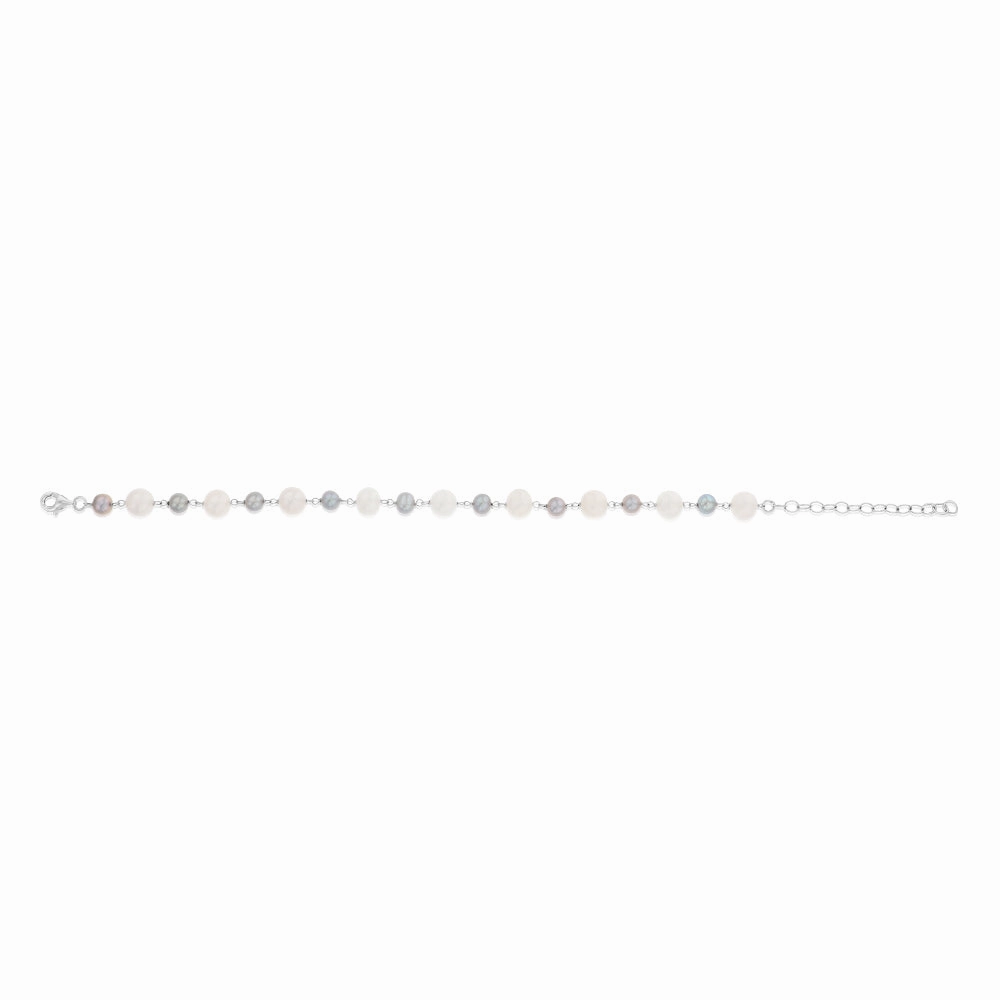5-8mm Fresh Water White & Grey Pearl Bracelet in Sterling Silver