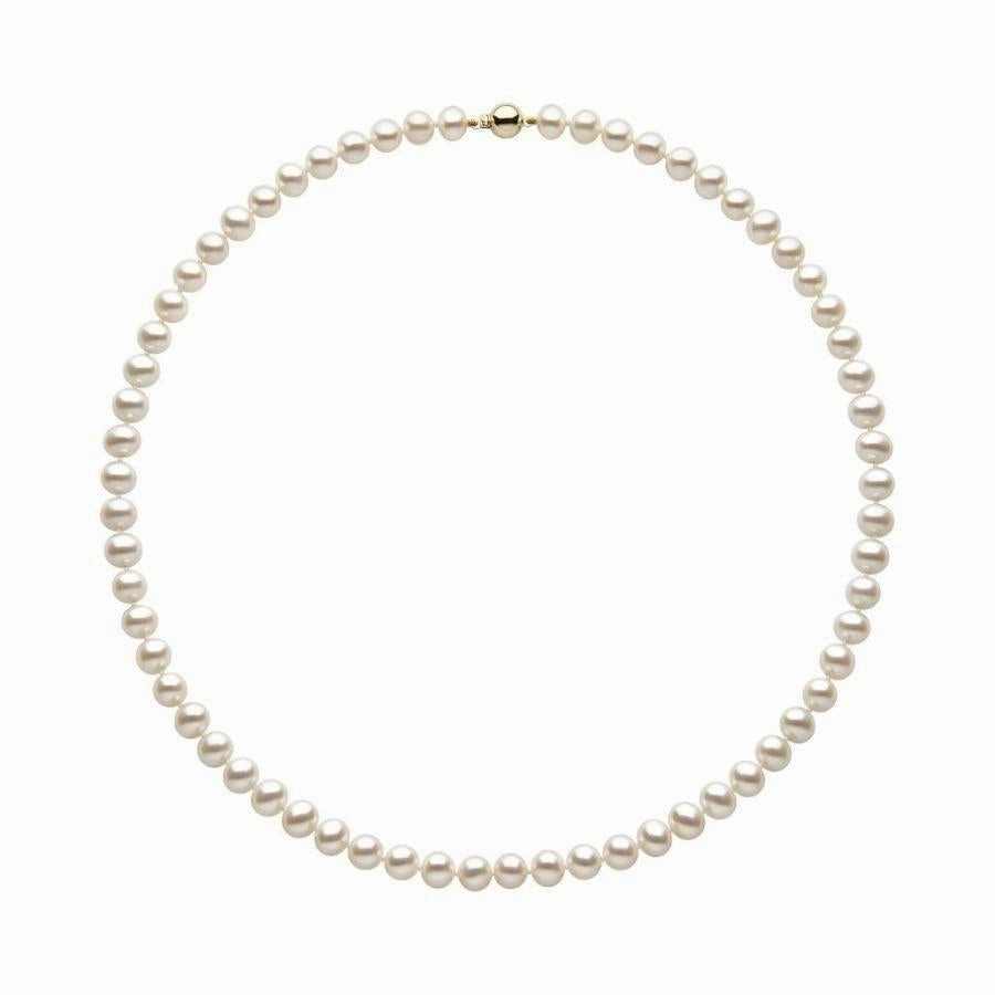 6.5-7.0mm Cultured Freshwater Pearl Necklace with 9ct Yellow Gold Ball Clasp