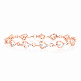 7 Diamonds Heart Bracelet in Rose Gold Plated Silver